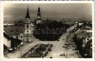 Zólyom, Zvolen; tér, templom, üzletek / square, church, shops