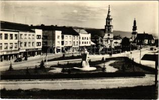 1956 Zólyom, Zvolen; tér, templom, üzletek / square, church, shops