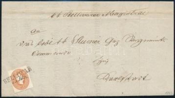 1863 10kr egyes bérmentesítés levélen / single franking on cover "BELLOVAR" - "AGRAM" - "KARLSTADT"