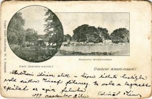 1899 (Vorläufer) Albertirsa, Gróf Szapáry kastély, Alberti tehéncsorda. Popper Andor kiadása (kopott élek / worn edges)