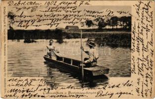 Hortobágy, csolnakázók (csónakázók) a Hortobágy folyón. Telegdi K. Lajos utóda, Haranghy Gy. amatuer...