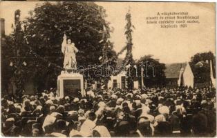 1928 Szentlőrinc (Baranya), A világháborúban elesett és eltűnt hősök emlékére emelt szobor leleplezése 1923-ban (EB)