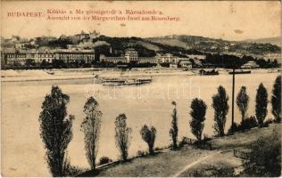 1913 Budapest II. Kilátás a Margitszigetről a Rózsadombra, Lukács fürdő (fl)