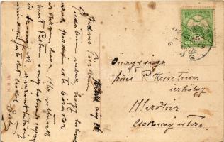 1913 Budapest II. Kilátás a Margitszigetről a Rózsadombra, Lukács fürdő (fl)