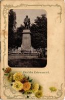 Debrecen, Csokonai szobor. Pongrácz Géza kiadása, Art Nouveau, floral, litho (szakadás / tear)