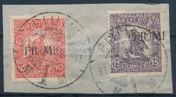 Fiume 1918 Hadisegély 10f MP I + 15f MP II. Signed: Bodor