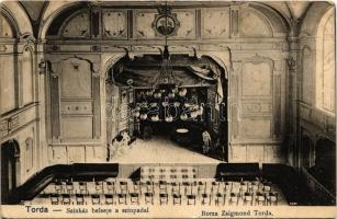 1907 Torda, Turda; Színház belseje a színpaddal. Borzas Zsigmond kiadása / theatre interior (Rb)