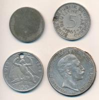 4 db vegyes külföldi sérült érme, közte Csehszlovákia 1948. 100K Ag "Függetlenség" + NSZK 1965F 5M Ag T:3 lyuk, ph, ü. 4pcs of mixed damaged foreign coin, in it Czechoslovakia 1948. 100 Korun Ag "Independence" + FRG 1965F 5 Mark Ag C:F holed, edge error, ding