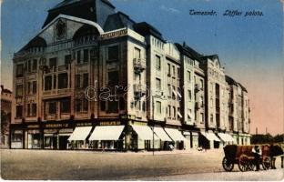 1917 Temesvár, Timisoara; Löffler palota, Holzer divatház, üzletek / palace, fashion store, shops