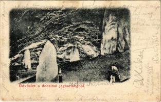 1904 Dobsina, Dobschau; Dobsinská ladová jaskyna / Dobschauer Eishöhle / Dobsinai jégbarlang, belső / ice cave, interior (ázott sarok / wet corner)