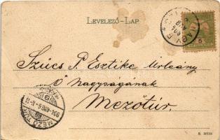 1904 Nagyrőce, Gross-Rauschenbach, Velká Revúca; Fő tér, vendéglő / main square, restaurant (fa)