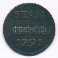 Hollandia 1791. 1D Cu T:2-,3 patina, kis ü. Netherlands 1791. 1 Duit Cu C:VF,F patina, small ding Krause KM#91