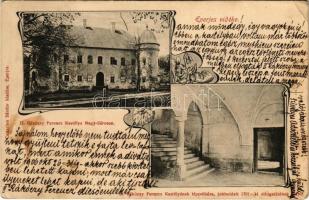 1907 Nagysáros, Velky Saris; II. Rákóczi Ferenc kastélya, lépcsőház (jobb oldalt az 1701-i elfogatásának helyszíne. Cattarino Sándor kiadása / castle interior (EK)