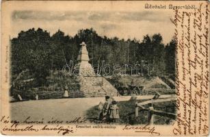 1905 Bereck, Bereczk, Bretcu; Erzsébet királyné (Sisi) emlékoszlop. Bogdán F. fényképész felvétele / monument of Empress Elisabeth of Austria (EK)