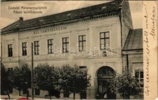 1905 Máramarossziget, Sighetu Marmatiei; Állami tanítóképezde. Kaufman Ábrahám és fia kiadása / teachers' training institute (fa)