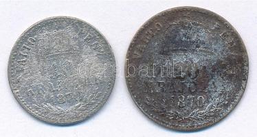 1870KB 10kr Ag "Váltó Pénz" + 20kr Ag "Váltó Pénz" T:3 patina, ph, ü.
Adamo M10...