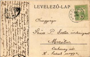 1907 Komárom, Komárnó; Szent András templom, Nádor utca, Leisz Nándor és Korén József üzlete. Czike ...