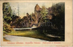 1906 Sztracenai-völgy, Ztracená, Stracenovska dolina, Stratena; Sztraczenai sziklakapu. Fejér E. kiadása / Stratzenaer Felsentor / rock gate (EK)