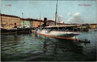 1908 Fiume, Rijeka; Riva Szapáry / port, steamship (EK)