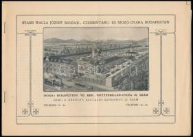 1911 ifjabb Walla József mozaik,- czementáru- és műkő gyára Budapesten. Képes reklám katalógus 12 táblával 29 cm + ár táblázat