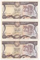 Ciprus 1987. 1P (3x, sorszámkövető) T:III Cyprus 1987. 1 Pound (3x, consecutive serials) C:F Krause P#53