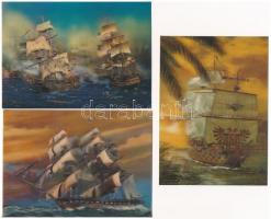 5 db MODERN 3D dimenziós motívum képeslap hajókkal / 5 modern dimensional (3D) motive postcards with vessels