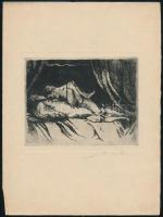Mihályi (Müller) Rezső (1889-1972): Pornográf grafika. Rézkarc, papír, jelzett. 10x13 cm