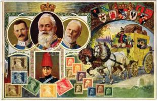 1821-1911 Heil dem Regenten zum 90. Geburtstage. Luitpold von Bayern / 90th Birthday of Luitpold, Prince Regent of Bavaria, German stamps, coats of arms. Ottmar Zieher