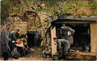 In Felsen eingebaute Kaverne an der Südwestfront. Weltkrieg 1914-16 / WWI Austro-Hungarian K.u.K. military, shelter