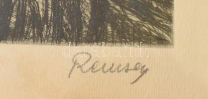 Remsey Jenő (1885-1970): Utcarészlet. Rézkarc, papír, jelzett. Lap széle kissé foltos. Üvegezett fak...