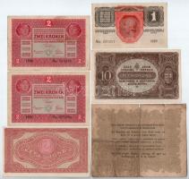 1848. 10Ft "Tű 1008 6i" + 1916. 1K + 1917. 2K (2db) + 1920. 2K (csillagos sorszám) + 1920....