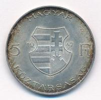 1947. 5Ft Ag "Kossuth" T:1- patina Adamo F8.1