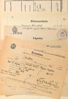 Egy dossziényi papírrégiség: számlák, anyakönyvi kivonatok (születési, házassági), keresztlevelek, n...