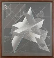 Jelzés nélkül: Geometrikus alakok. Ofszet, papír, üvegezett fakeretben, 40×40 cm