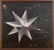 Jelzés nélkül: Csillagforma. Ofszet, papír, üvegezett fakeretben, 40×40 cm