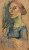 Jelzés nélkül: Női portré. Pasztell, papír, Szélén kis beszakadással. 62x40 cm
