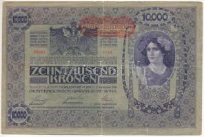 Ausztria 1918. 10.000K vízszintes "DEUTSCHÖSTERREICH" felülbélyegzéssel T:III tear Austria 1918. 10.000 Kronen, with horizontal "DEUTSCHÖSTERREICH" overprint T:F tear Krause P# 65