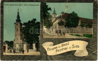 1910 Sid, Srpska pravoslavna crkva, Skola / Szerb ortodox templom, iskola / Serbian Orthodox church, school (r)