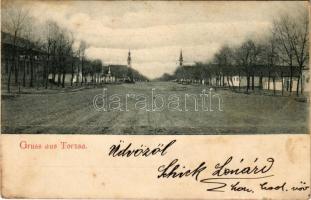 1904 Torzsa, Torschau, Savino Selo; utca, templom / street view, church (Rb)