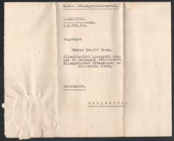 1935 Fabinyi Tihamér (1890-1953) m .kir. pénzügyminiszter aláírása gépelt állampénztári igazgatói ki...