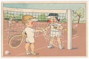 Teniszező gyerekek / children playing tennis, sport (EK)