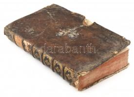 cca 1750 A katekizmusról szóló, latin nyelvű könyv. Aranyozott, bordázott gerincű egészbőr-kötés, er...