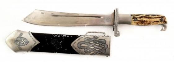DAF Deutsche Arbeitsfront tőr. Jelzett, gravírozott. Kopott hüvellyel. / DAF German dagger with worn case 36 cm