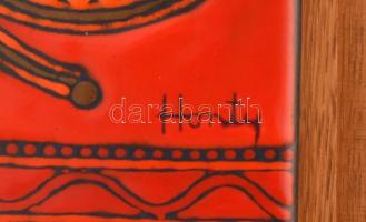 Honty Márta (1940-2004): Nyári napforduló. Tűzzománc, fémlemez. Jelezve jobbra lent. Hátoldalán auto...