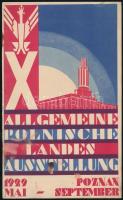 1929 Poznan, Allgemeine Polnische Landesausstellung / Poznan, a lengyelországi Országos Általános Kiállítás német nyelvű, illusztrált ismertető füzete, kissé foltos