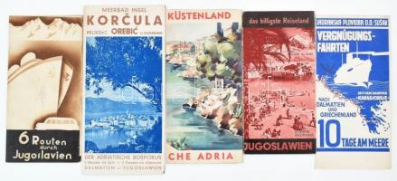 cca 1930-1960 5 db horvát/jugoszláv turisztikai, utazási ismertető prospektus