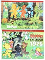 1975-1977 Bummi Kalender, 2 db képes német nyelvű gyerek naptár, 32x23 cm