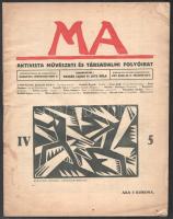 1919 Ma aktivista művészeti és társadalmi folyóirat IV. évf. 5. sz., szerk.: Kassák Lajos, Uitz Béla, 74-108 p., szakadással, helyenként kissé foltos
