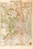 cca 1920-1930 Budai hegyek térképe, terv.: Dr. Vigyázó János, 1 : 50.000, M. Kir. Állami Térképészet, hajtva, a hajtások mentén kisebb sérülésekkel, 43x30 cm