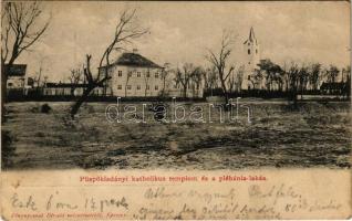 1901 Püspökladány, Katolikus templom és plébánia lakás. Fénynyomat Divald műintézetéből (EK)